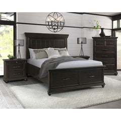 Slater Black 4-Piece Queen Platform Storage Bedroom Set with 2 Nightstands & Chest - Ornate Home