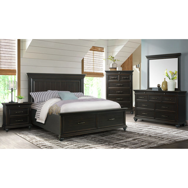 Slater Black 5-Piece King Platform Storage Bedroom Set - Ornate Home