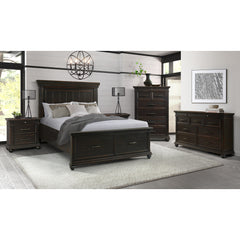 Slater Black 5-Piece King Platform Storage Bedroom Set with 2 Nightstands, Dresser & Chest - Ornate Home