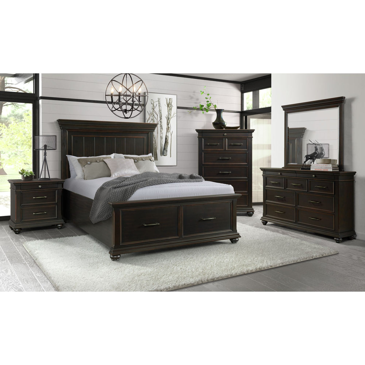 Slater Black 5-Piece Queen Platform Storage Bedroom Set - Ornate Home
