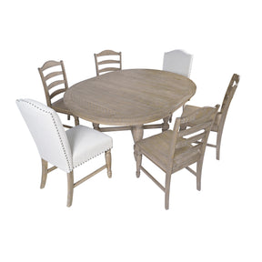 Slater Works Natural/Cream 54 - 72 Round Dining Table w/ 6 Upholstered Chair - Ornate Home