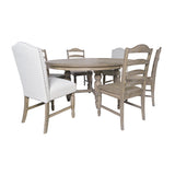 Slater Works Natural/Cream Round Dining Table w/ 4 Ladder Back Chairs, 2 Upholstered Chairs - Ornate Home
