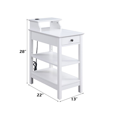 Slayer White Side Table (USB Charging Dock) - Ornate Home