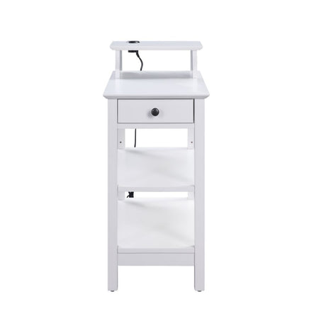 Slayer White Side Table (USB Charging Dock) - Ornate Home