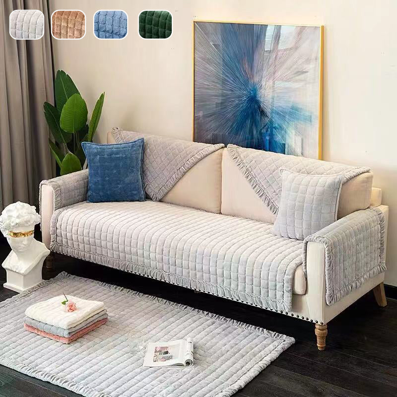 Slipcover KAS Plush Sofa Towel Enhances Living Room Decor with Non-Slip Protection for Furniture - Ornate Home