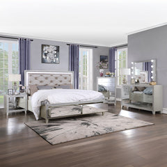 Sliverfluff Eastern King Bed w/ Storage Drawers & LED - Ornate Home