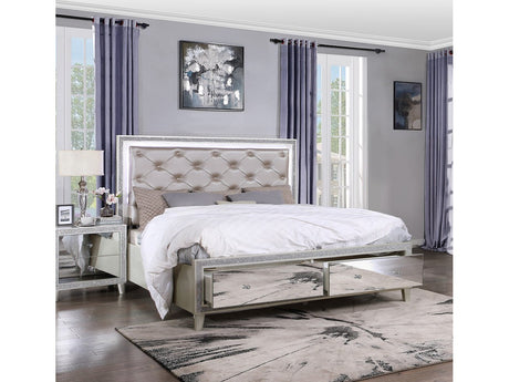 Sliverfluff Eastern King Bed w/ Storage Drawers & LED - Ornate Home