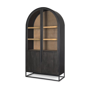 Sloan Black Wood Arched Cabinet - Ornate Home