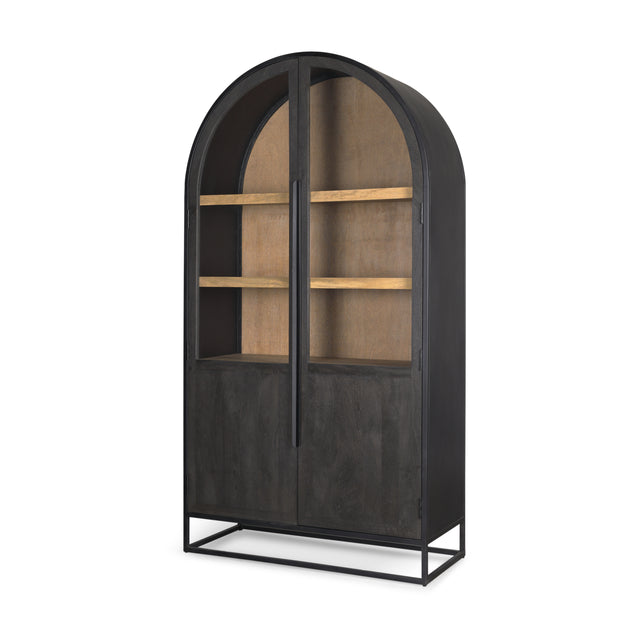 Sloan Black Wood Arched Cabinet - Ornate Home