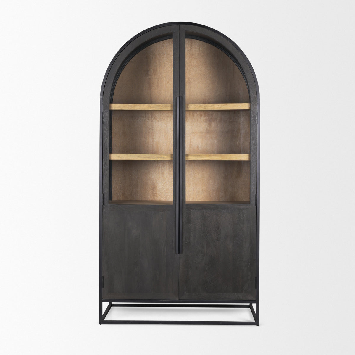Sloan Black Wood Arched Cabinet - Ornate Home