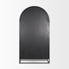 Sloan Dark Brown/Black Wood Metal Arched Curio Cabinet - Ornate Home