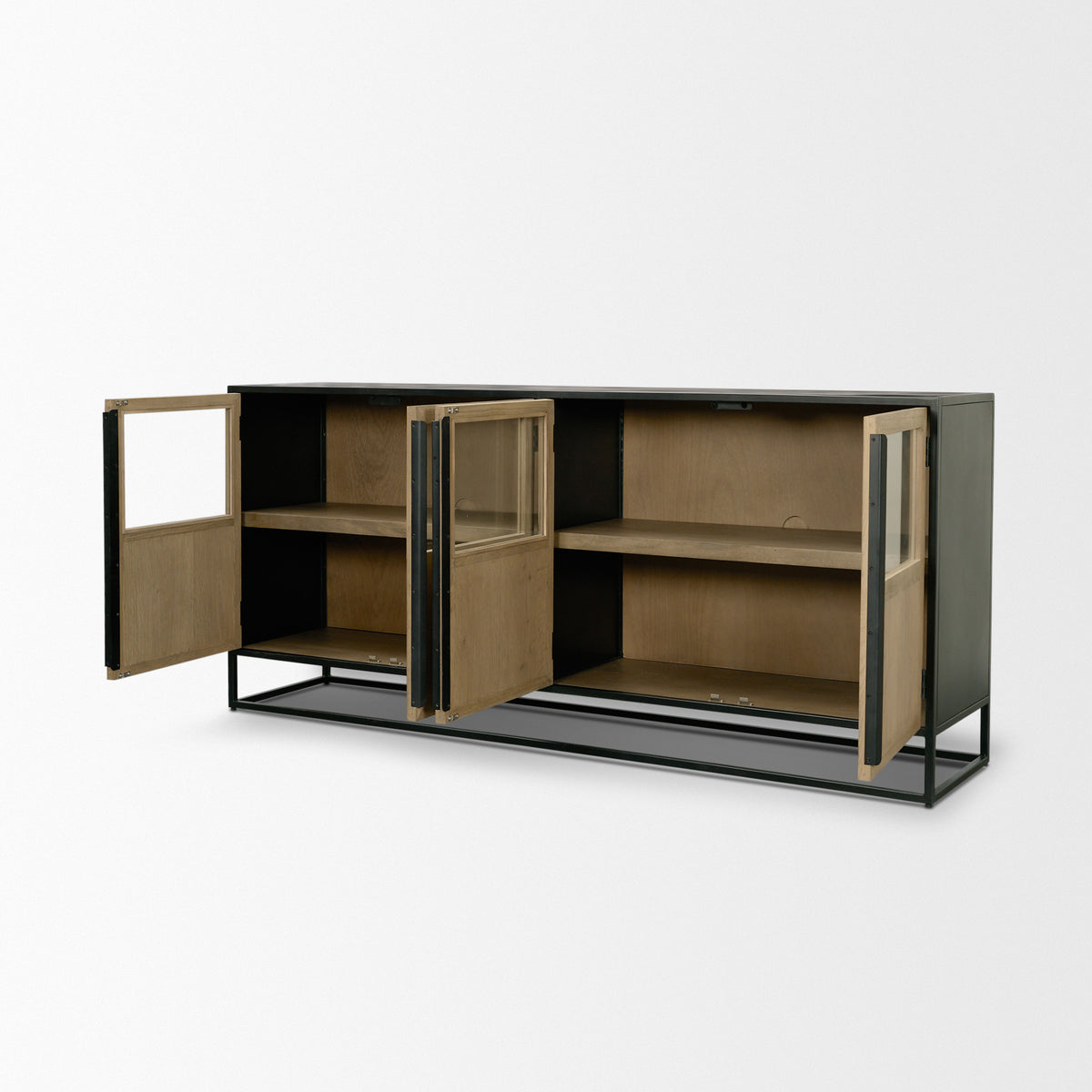 Sloan Light Brown/Black 80" Wood Sideboard - Ornate Home