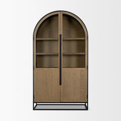 Sloan Light Brown/Black Arched Cabinet - Ornate Home
