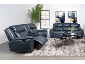 Sloane Blue 2-piece Upholstered Reclining Sofa Set - Ornate Home