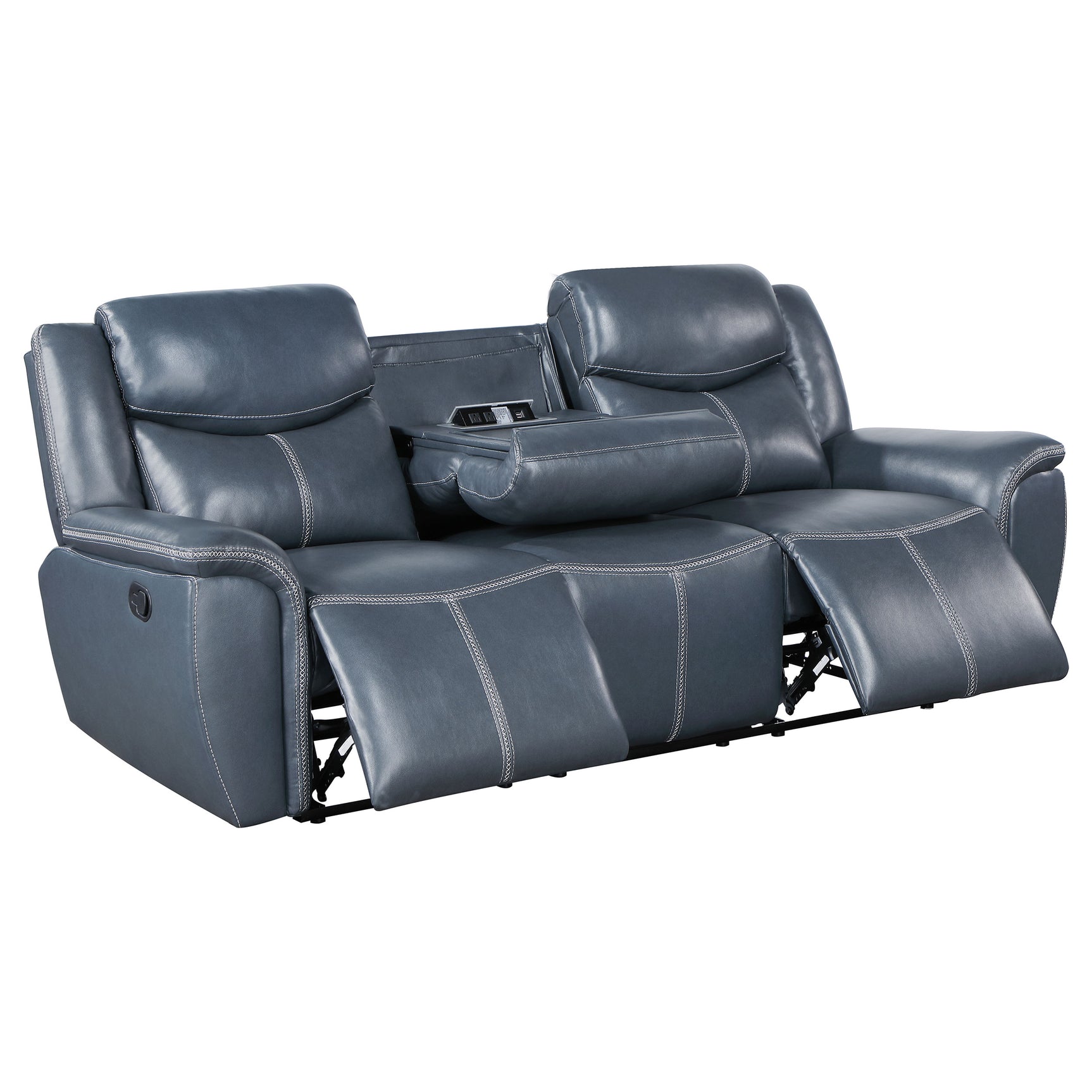 Sloane Blue 2-piece Upholstered Reclining Sofa Set - Ornate Home