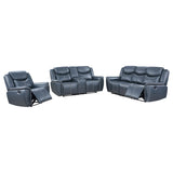 Sloane Blue 3-piece Upholstered Reclining Sofa Set - Ornate Home
