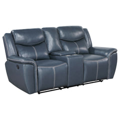 Sloane Blue 3-piece Upholstered Reclining Sofa Set - Ornate Home