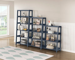 Sloane Blue 5 Fixed Shelves Bookcase - Ornate Home