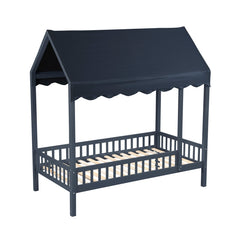 Sloane Blue Twin Canopy Platform Bed - Ornate Home