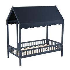 Sloane Blue Twin Canopy Platform Bed - Ornate Home