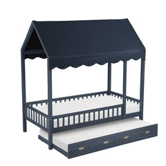 Sloane Blue Twin Canopy Platform Bed - Ornate Home