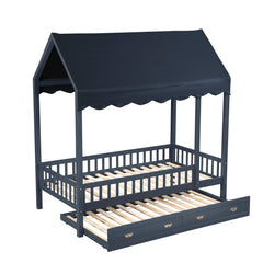Sloane Blue Twin Canopy Platform Bed - Ornate Home