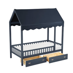 Sloane Blue Twin Canopy Platform Bed - Ornate Home