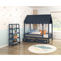 Sloane Blue Twin Canopy Platform Bed - Ornate Home