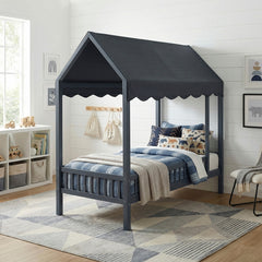Sloane Blue Twin Canopy Platform Bed - Ornate Home
