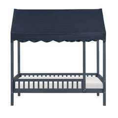 Sloane Blue Twin Canopy Platform Bed - Ornate Home