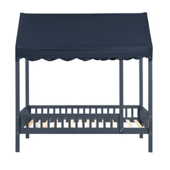 Sloane Blue Twin Canopy Platform Bed - Ornate Home
