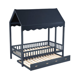 Sloane Blue Twin Canopy Platform Bed - Ornate Home