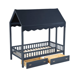 Sloane Blue Twin Canopy Platform Bed - Ornate Home