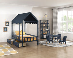 Sloane Blue Twin Canopy Platform Bed - Ornate Home