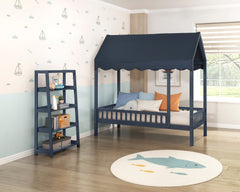 Sloane Blue Twin Canopy Platform Bed - Ornate Home