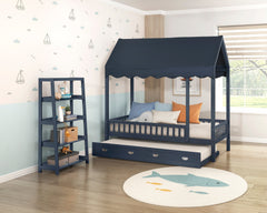 Sloane Blue Twin Canopy Platform Bed - Ornate Home