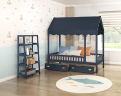 Sloane Blue Twin Canopy Platform Bed - Ornate Home