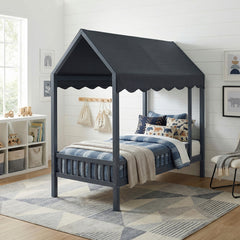 Sloane Blue Twin Canopy Platform Bed - Ornate Home