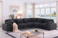 Sloane Charcoal 151"W Corduroy Reversible Modular L-Shape Sectional Sofa - Ornate Home