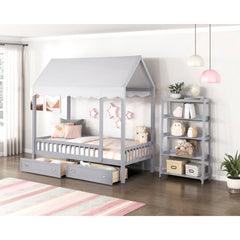 Sloane Gray 4 Fixed Shelves Bookcase - Ornate Home