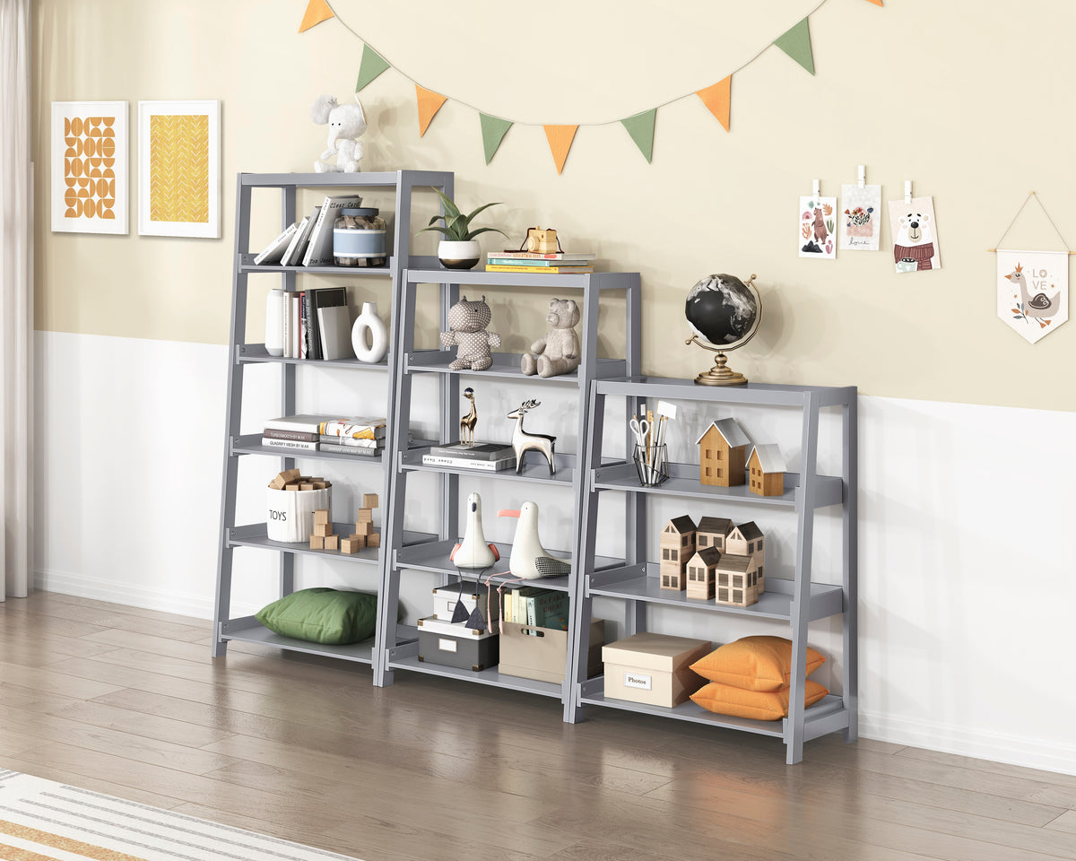 Sloane Gray 4 Fixed Shelves Bookcase - Ornate Home