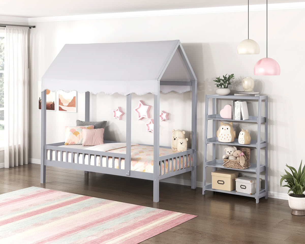 Sloane Gray 4 Fixed Shelves Bookcase - Ornate Home