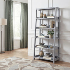 Sloane Gray 5 Fixed Shelves Bookcase - Ornate Home
