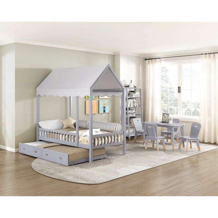 Sloane Gray 5-Piece Pack Children Table And Chairs Set - Ornate Home