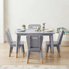 Sloane Gray 5-Piece Pack Children Table And Chairs Set - Ornate Home