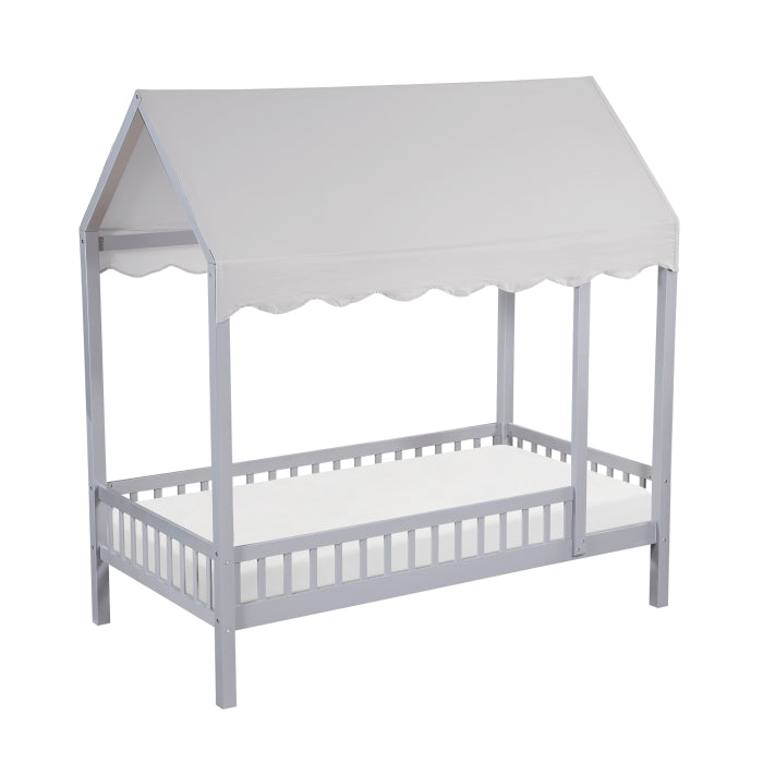 Sloane Gray Twin Canopy Platform Bed - Ornate Home