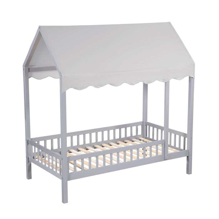 Sloane Gray Twin Canopy Platform Bed - Ornate Home