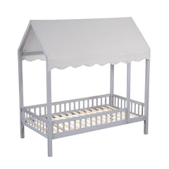 Sloane Gray Twin Canopy Platform Bed - Ornate Home