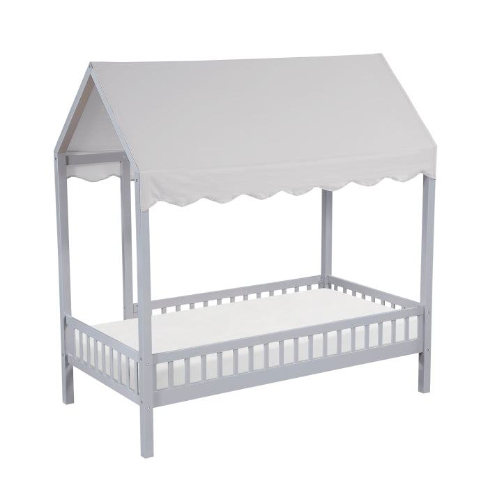 Sloane Gray Twin Canopy Platform Bed - Ornate Home