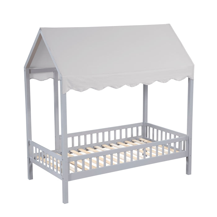 Sloane Gray Twin Canopy Platform Bed - Ornate Home